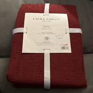 LAURA ASHLEY RED OBLONG TABLECLOTH HOLIDAY FABRIC - 60 X 120- NEW SURREY